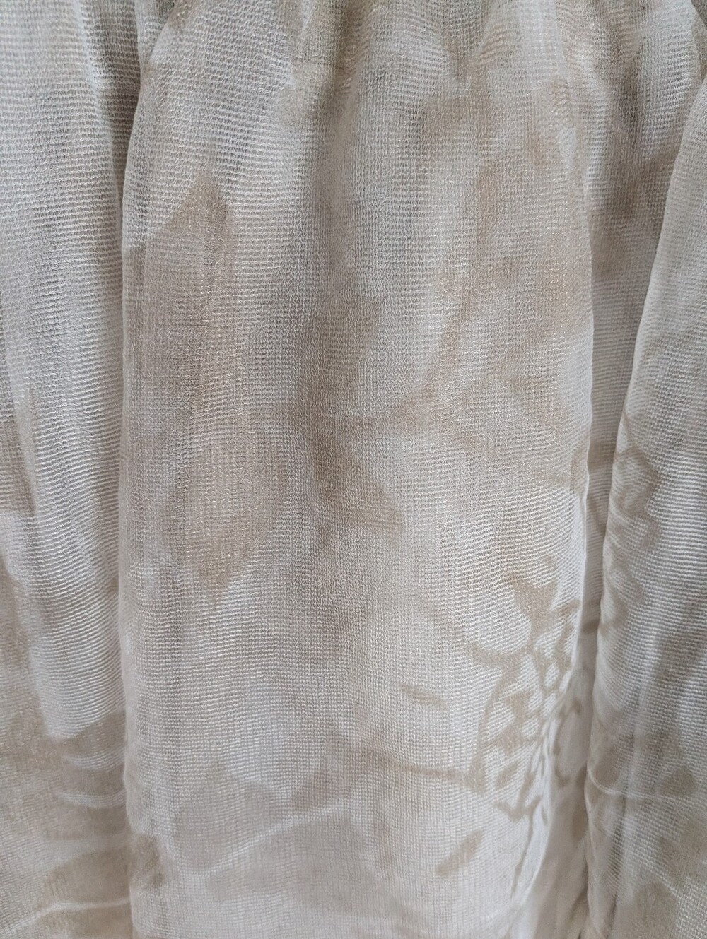 French Beige Abstract Tiered Tulle Cotton Ruffled Maxi Skirt Size Extra-Large - Picture 6 of 11